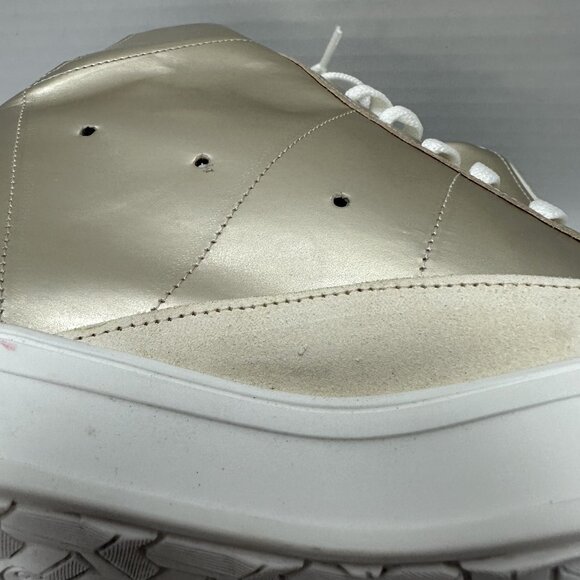 Cynthia Richard Fearless Gold Metallic Wedge Sneakers 39 /8 Leather Unisex Y2K - Picture 7 of 10